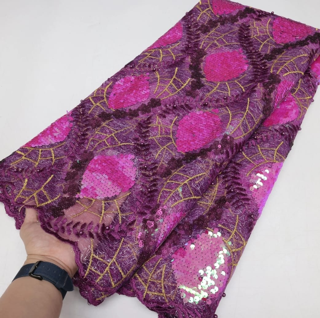 High Quality Sequins Lace Fabric (5 yards)